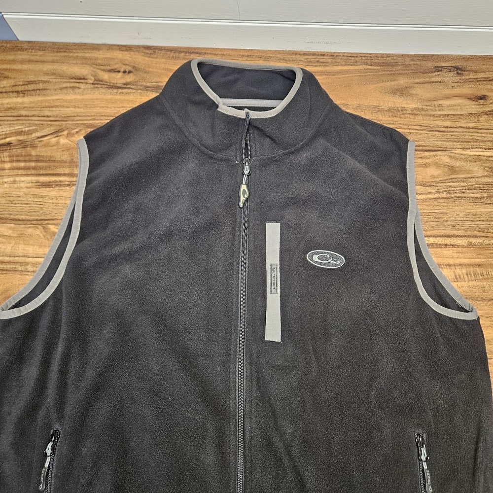 Drake Waterfowl Magnattach Fleece Vest Mens XL Black Zip Up DW1603 Solid Casual